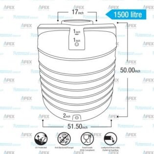 1500 Litre - Apex EasyFit - Water Tank