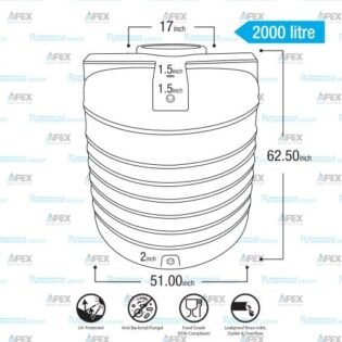 2000 Litre - Apex EasyFit - Water Tank