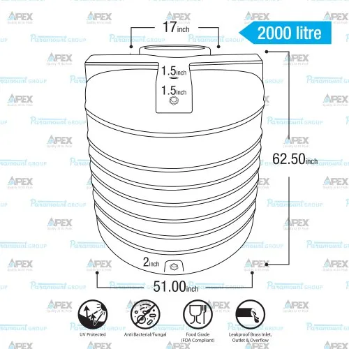 2000 Litre - Apex EasyFit - Water Tank