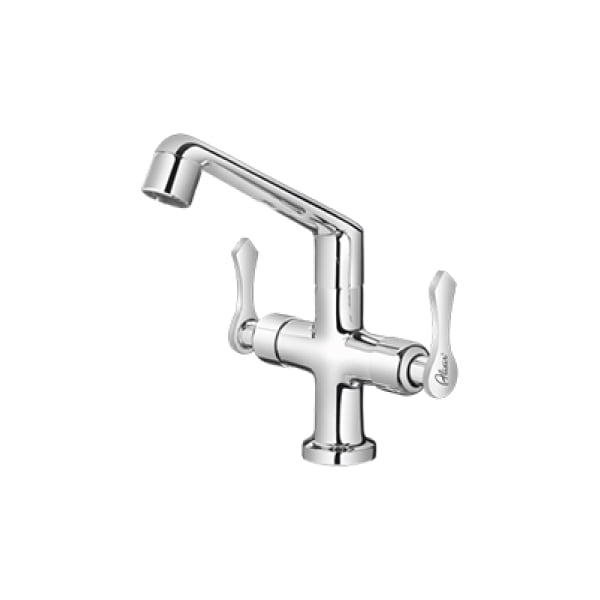 Alixir - CRYSTAL Series - Central Hole Basin Mixer with Reg. Swinging Spout