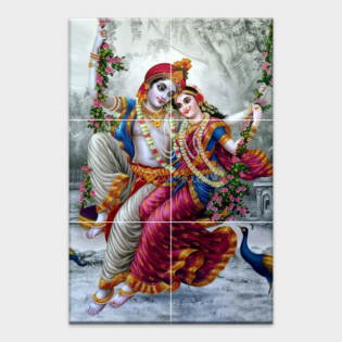 Radhe Krishna - Tactile Dekor - 6pc. - God Tiles - 4001 - 1200 x 1800 mm