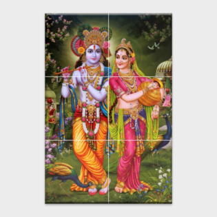 : Radhe Krishna - Tactile Dekor - 6pc. - God Tiles - 4010 - 1200 x 1800 mm