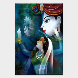 Radhe Krishna - Tactile Dekor - 6pc. - God Tiles - 4013 - 1200 x 1800 mm