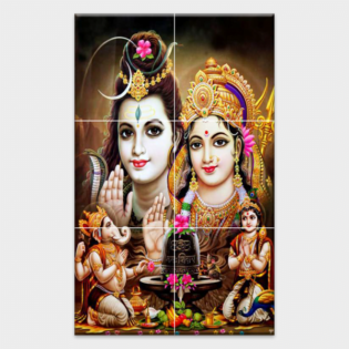 Lord Shiv & Parvati - Tactile Dekor - 6pc. - God Tiles - 4206