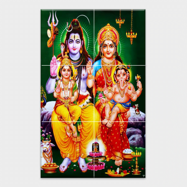 Lord Shiv Parivar - Tactile Dekor - 6pc. - God Tiles - 4208