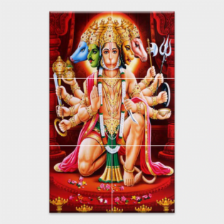 Lord Panchmukhi Hanuman - Tactile Dekor - 6pc. - God Tiles - 4258
