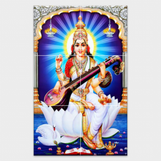 Shree Sarasvati Maa - Tactile Dekor - 6pc. - God Tiles - 4481