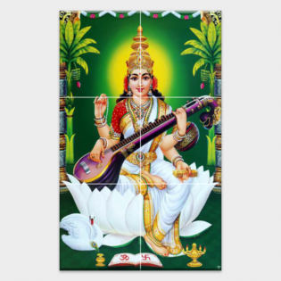 Shree Sarasvati Maa - Tactile Dekor - 6pc. - God Tiles - 4483