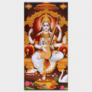 Shree Sarasvati Maa - Tactile Dekor - 2pc. - God Tiles - 4484