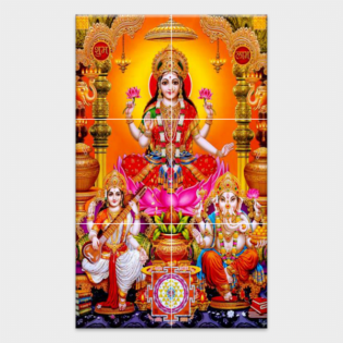 Lakshmi Ganesh Saraswati - Tactile Dekor - 6pc. - God Tiles - 4502