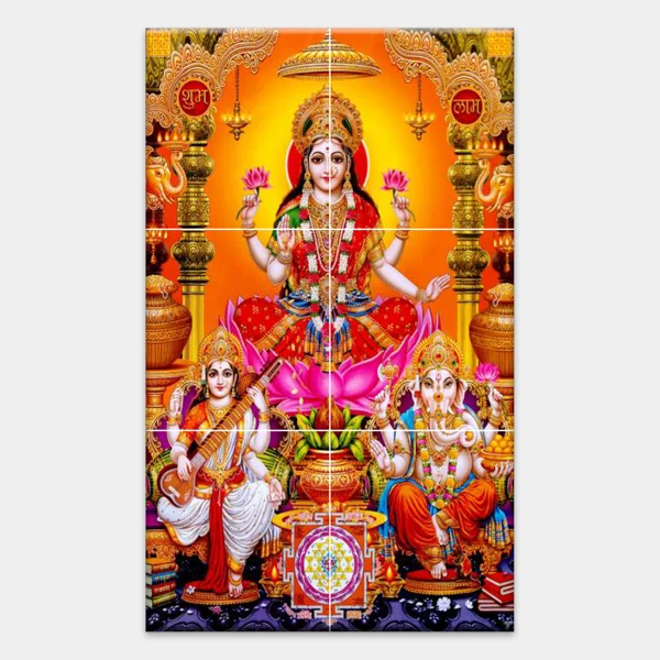 4502-1 Lakshmi Ganesh Saraswati - Tactile Dekor - 6pc. - God Tiles - 4502