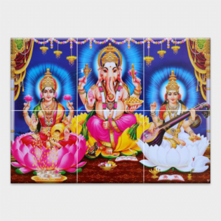Lakshmi Ganesh Saraswati - Tactile Dekor - 6pc. - God Tiles - 4503