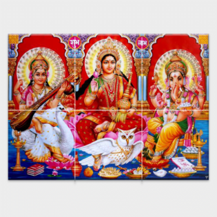 Lakshmi Ganesh Saraswati - Tactile Dekor - 6pc. - God Tiles - 4504
