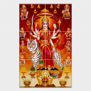 Shree Nav Durga Maa - Tactile Dekor - 6pc. - God Tiles - 4532