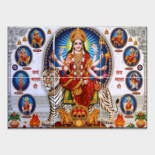 Shree Nav Durga Maa - Tactile Dekor - 6pc. - God Tiles - 4537