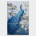 Peacock - TACTILE DECOR - Vitrified Poster Tiles - 6pc. - 4756