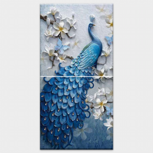 Peacock - TACTILE DECOR - Vitrified Poster Tiles - 2pc. - 4756