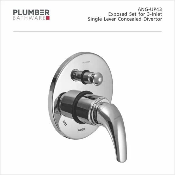 Plumber - Angle Series - Exposed Set for 3-INLET Single Lever Divertor - ANG-UP43