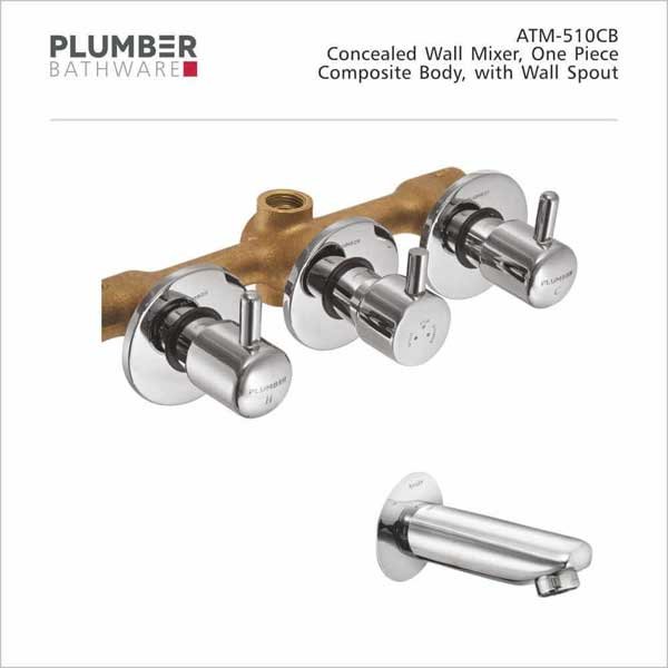 Plumber - Atom Series - Concealed Wall Mixer with Wall Spout - ATM-510CB