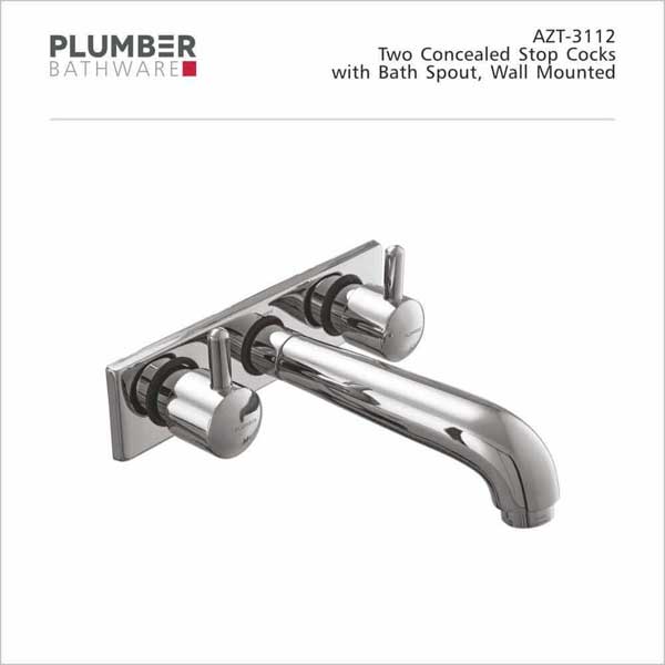 Plumber - Aztec Series - Two Concealed Stop Cocks with Baht Spout - AZT-3112