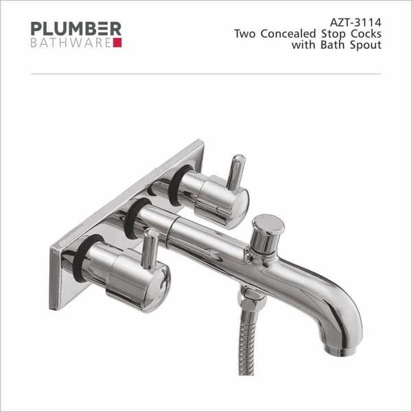 Plumber - Aztec Series - Two Concealed Stop Cocks with Baht Spout Button - AZT-3114