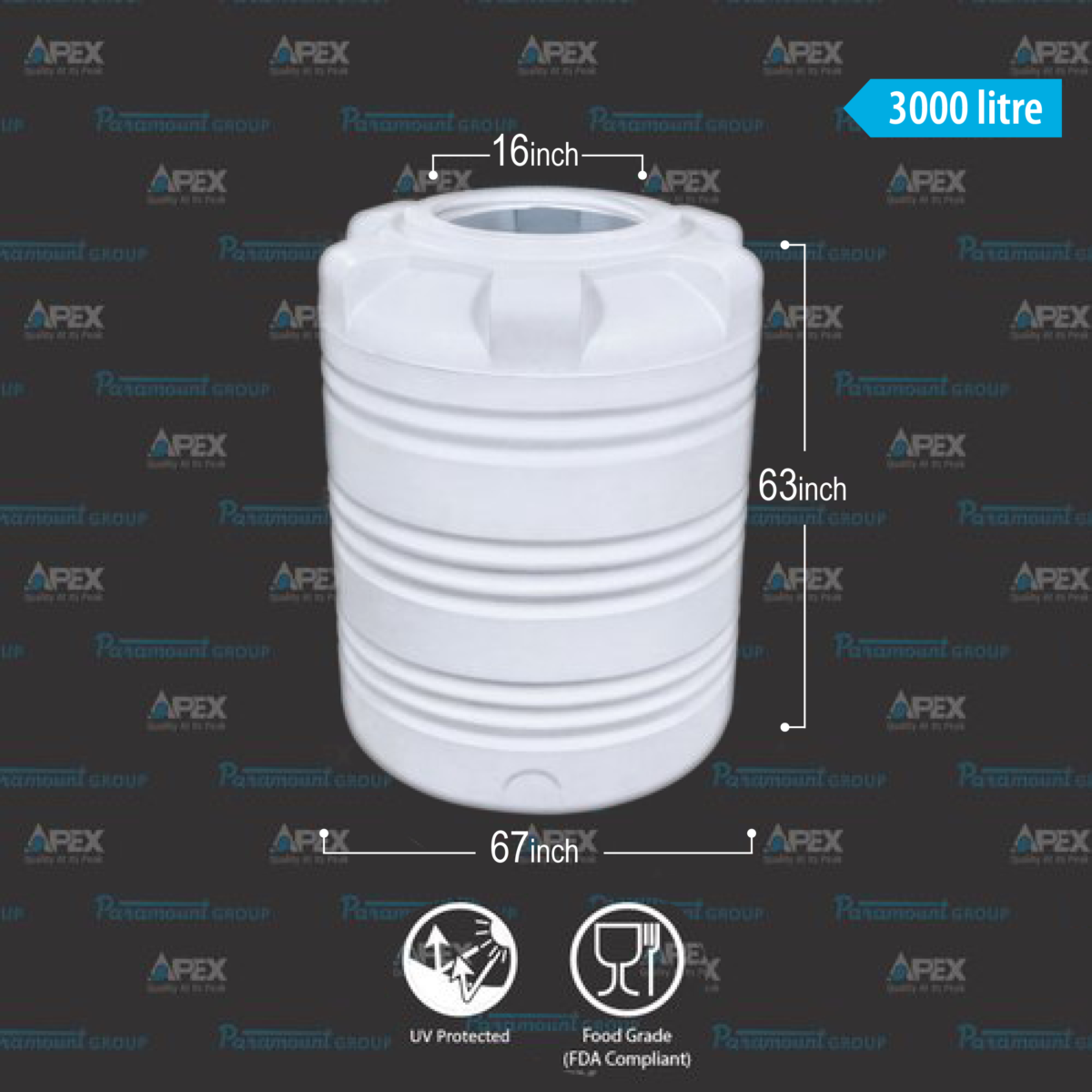 3000 Litre - Apex Water Tank - B Series