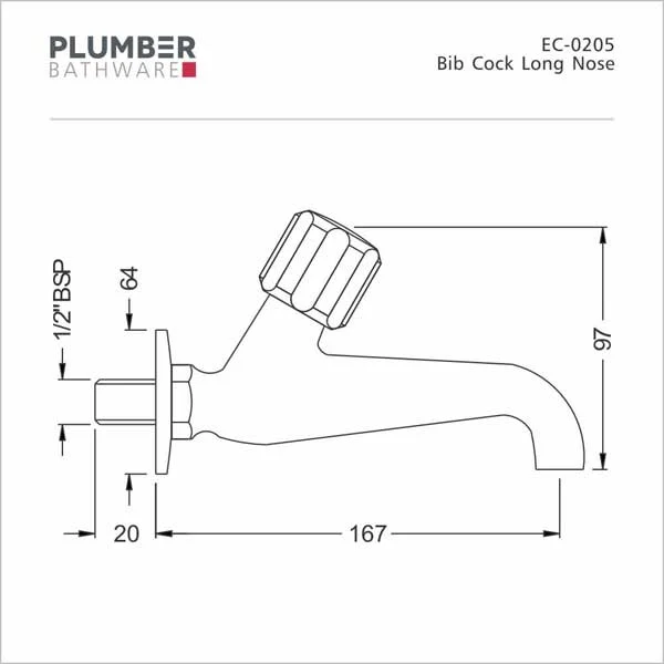 Plumber - Economy Series - Bib Cock Long Nose - EC 0205 - Image 2