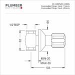 Plumber - Economy Series - Concealed Stop Cock - EC 0405 - Image 2