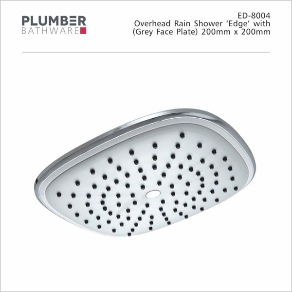 Plumber - Rain Shower - Single Flow Overhead Shower - Edge Grey - ED-8004