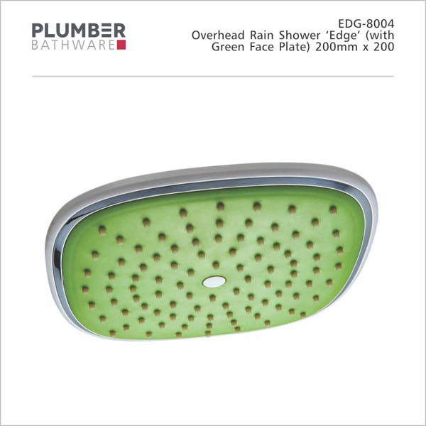 Plumber - Rain Shower - Single Flow Overhead Shower - Edge Green - EDG-8004