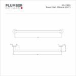Plumber - Edge Series - Towel Rail 600mm - EG 7024 - Image 2