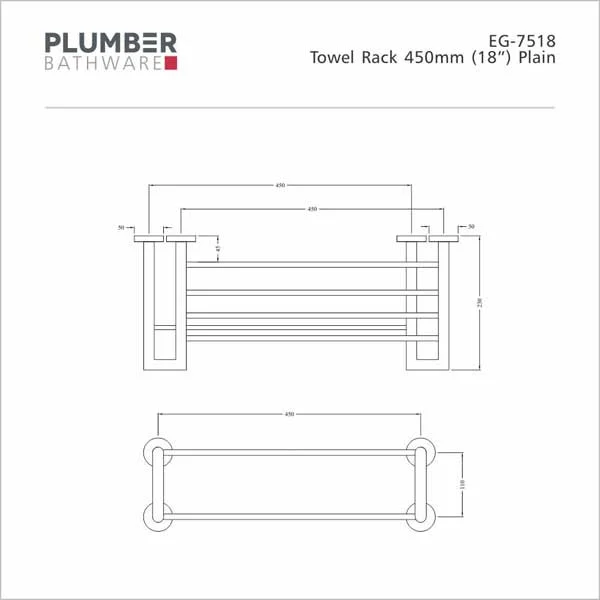 Plumber - Edge Series - Towel Rack 450mm - EG 7518 - Image 2