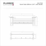 Plumber - Edge Series - Towel Rack Hooked 600mm - EG 7724 - Image 2