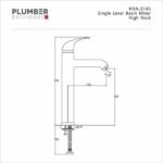 Plumber - Korina Series - Single Lever Basin Mixer High Neck - KNA 3145 - Image 2