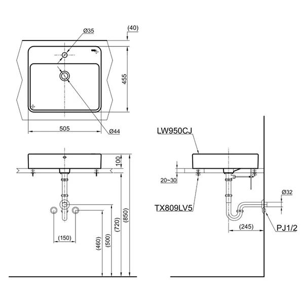 TOTO - Console Lavatory - LW950CJW - Image 3