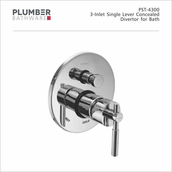 Plumber - Pristine Series - 3-INLET Single Lever Concealed Divertor - PST-4300
