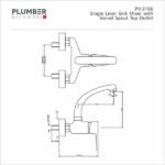 Plumber - Prive Series - Single Lever Sink Mixer Wall Mounted - PV 3106 - Image 2