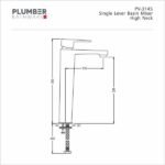 Plumber - Prive Series - Single Lever Basin Mixer High Neck - PV 3145 - Image 2