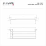 Plumber - Esquire Series - Towel Rack 600mm - SQ 7524 - Image 2