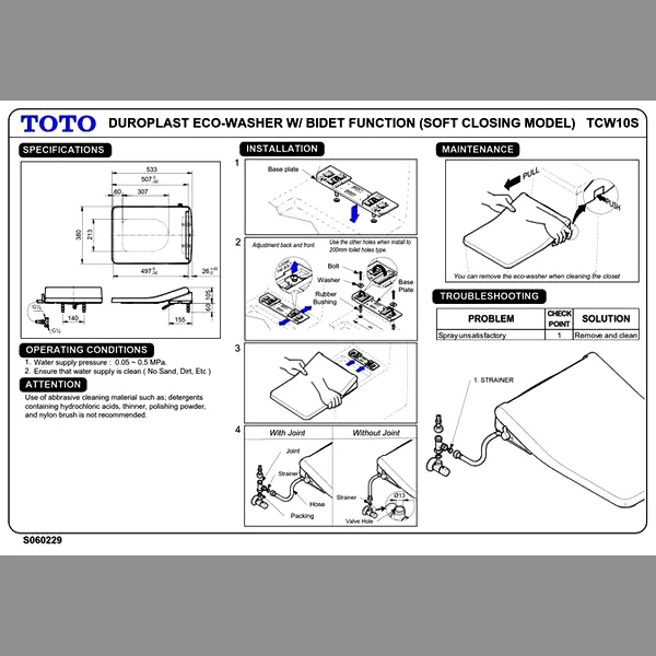 TOTO - ECOWASHER - TCW10S - Toilet Seat Cover - Image 3
