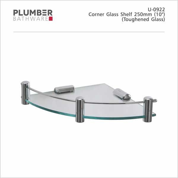 Plumber - Universal Accessories - Corner Glass Shelf 250 mm - U-0922