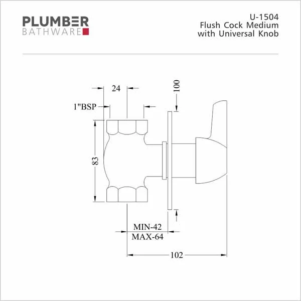 Plumber - Flush Tap- Flush Tapwith Universal Knob - U 1504 - Image 2