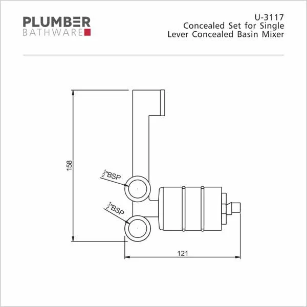 Plumber - Concealed Set - Single Lever Basin Mixer - U 3117 - Image 2