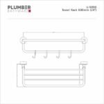 Plumber - Universal Accessories - Towel Rack 600mm - U 9090 - Image 2