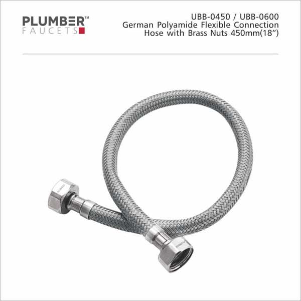 Plumber - Universal Items - German Polymide Connection Hose Brass Nut 450mm - UBB-0450