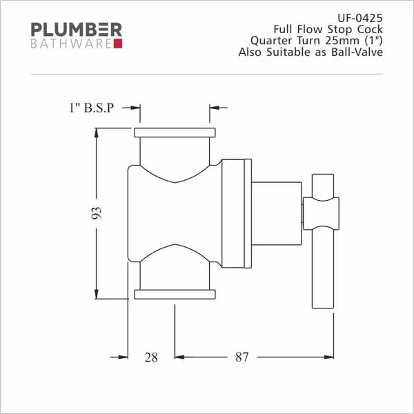 Plumber - Universal Items - Full Flow Stop Cock 25mm - UF 0425 - Image 2