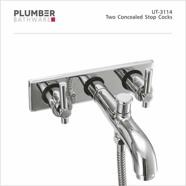 Plumber - Ultra Series - Two Concealed Stop Cocks with Baht Spout Button - UT-3114