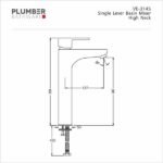 Plumber - Vine Series - Single Lever Basin Mixer High Neck - VE 3145 - Image 2