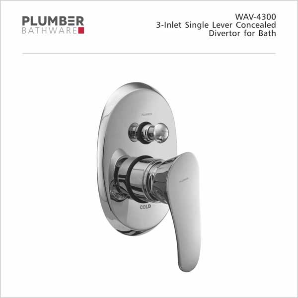 Plumber - Wave Series - 3-INLET Single Lever Concealed Divertor - WAV-4300