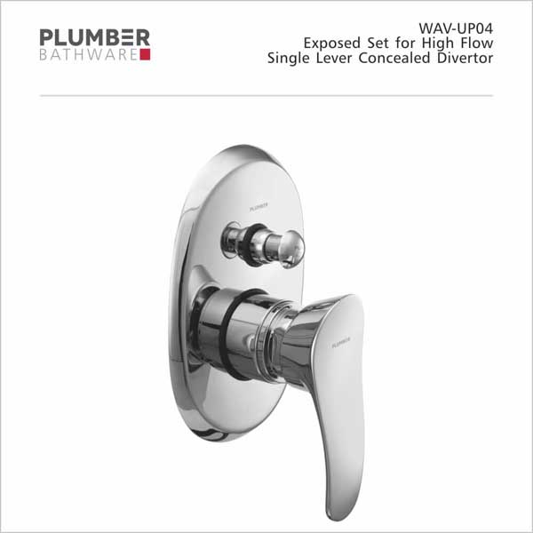 Plumber - Wave Series - Exposed Set for High Flow Single Lever Divertor - WAV-UP04